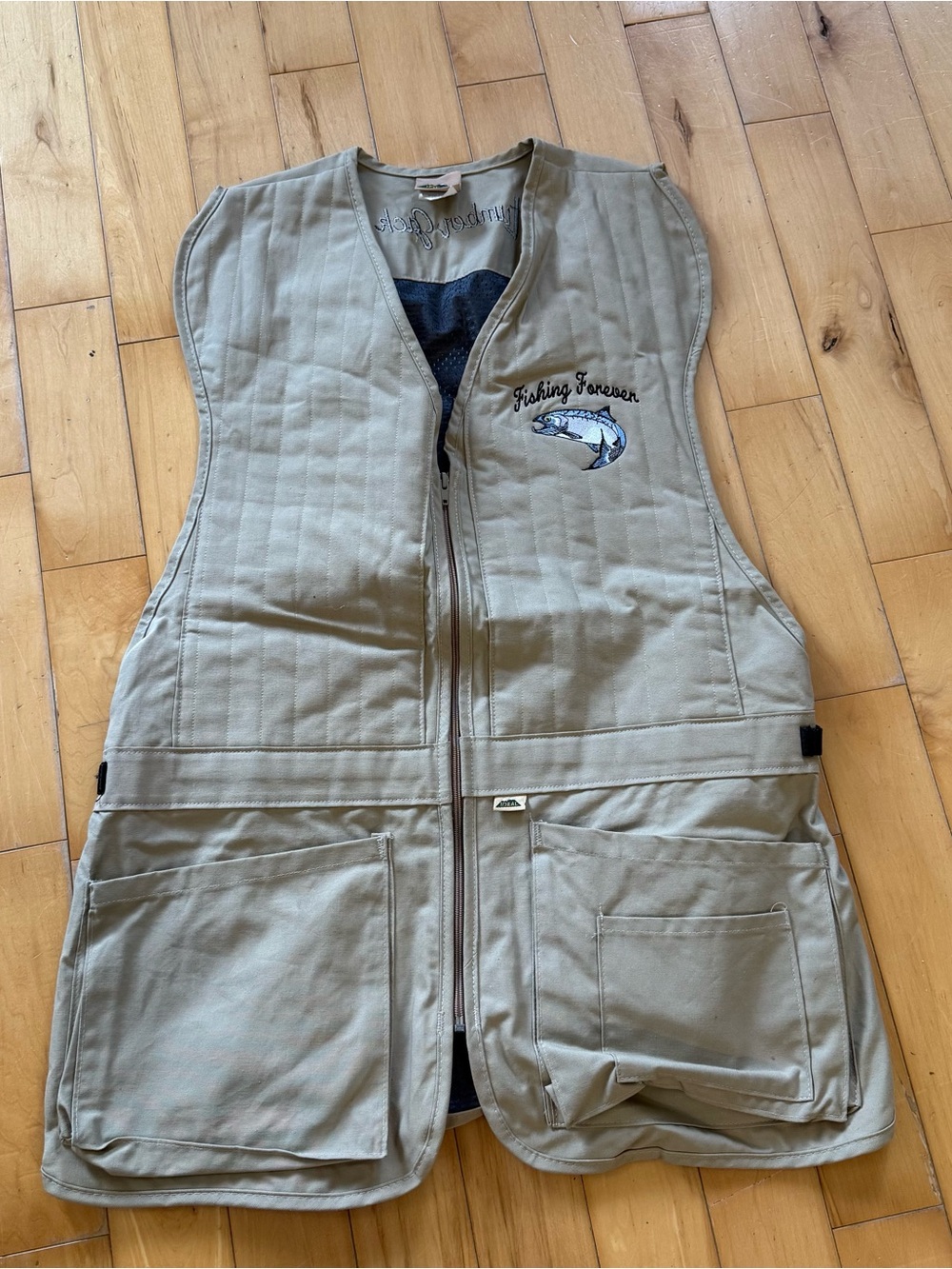 Ideal Products Khaki Work Vest with Embroidered Detail fishing vest